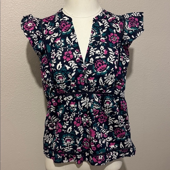 Rails Misha Woodblock Floral Flutter Sleeve Top - Picture 3 of 8
